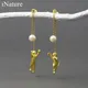 INature-Boucles d'oreilles pendantes à long fil en argent regardé 925 pour femmes et filles boule