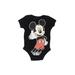 Disney Baby Short Sleeve Onesie: Black Solid Bottoms - Size 0-3 Month