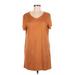 Shein Casual Dress - Shift V Neck Short sleeves: Brown Print Dresses - Women's Size Medium
