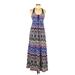 Lucky Brand Casual Dress - A-Line Scoop Neck Sleeveless: Blue Aztec or Tribal Print Dresses - Women's Size Medium