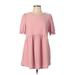 Pink Blush Casual Dress - Mini Crew Neck Short sleeves: Pink Dresses - Women's Size Large