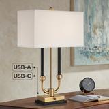 Stiffel Barclay 28" Traditional Black Gold Lamp with Dual USB Ports