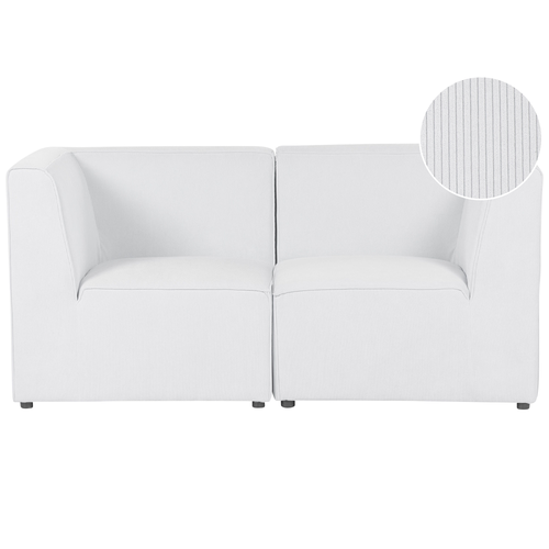 Sofa Cremeweiß Stoffbezug aus Cord mit Armlehnen 2-Sitzer Modulsofa Wohnzimmermöbel Modern Wohnecke Sitzecke