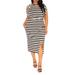 Stripe Cold Shoulder T-shirt Dress