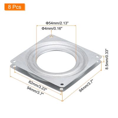 Lazy Susan Hardware, 8Pcs 4 Inch Iron Square Ball Bearing Rotating Plate - Silver