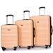 Expandable PC+ABS Durable Suitcase Sets Luggage, 3 Piece Trunk Sets Suitcase Hardshell Lightweight TSA Lock, Peach
