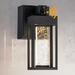 CraftHome Modern LED Outdoor Black Dusk to Dawn Sensor Wall Lantern Sconce with Seeded Glass and built-in GFCI Outlets