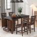 5-Piece Dining Set with Faux Marble Tabletop, Solid Wood, and Storage