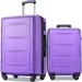 Travel Suitcase Sets 2 Piece Expanable Spinner Wheel ABS Lightweight Suitcase and TSA Lock Camp Trunks 20"/28", Purple