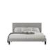 Grey Simple Style Metal Frame Bed with Wooden Slats Support, Adjustable Headboard