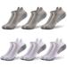 Men Ankle Compression Running Socks 6 Pairs Cushioned Low Cut Athletic Socks with Arch Support (XL(43-47cm) White&Light Gray)