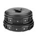 8Pcs/set Portable Outdoor Travel Camping Cookware Picnic Cookware Cooking Pot Pan Bowel Set Camp Accessories Equipment[black]