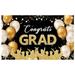 JPLZi Black And Gold Graduation Backdrops Banner Congrats Grad Sign Banner For Graduation Party Background Decoration