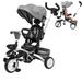 Tricycle Stroller with Removable Push Handle Folding Toddler Push Bike Tricycles for 1 2 3 5 Year Olds Baby Kids Tricycles with Adjustable Canopy Storage Cup Holder