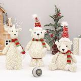 UDIYO Christmas Plush Doll Ornament Cute Knitted Scarf Hat Bear Elk Doll Photo Props PP Cotton Holiday Stuffed Animal Doll Home Party Ornament Christmas Gift