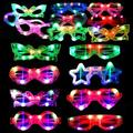 OUXIA 24 Packs LED Glasses for kids Glow in the dark Party Supplies Favor 6 LED 6 Shapes Glasses Flashing Plastic Light up Glass Toys Bulk 3 Replaceable Battery fit New Year Eve Party Concert Holiday
