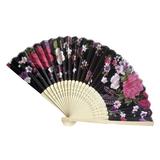 Vintage Bamboo Folding Hand Held Flower Fan Chinese Dance Party Pocket Gifts Tissue Paper Flowers Decorations Wedding Fans Rainbow Tissue Paper Garland Honeycomb Decorations Honeycomb Balls Space