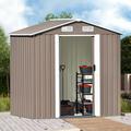 Outdoor Storage Shed BTMWAY 6 x4 Backyard Storage Shed Steel Garden Shed with Lockable Door Vents Metal Bike Tool Shed Storage House Vertical Storage Shed for Backyard Patio Lawn Brown R2615