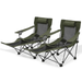 Magshion 2 Pieces Folding Camping Chairs Beach Chair Portable Lounge Travel Outdoor Seat with Cup Holder & Carry Bag Dark Green