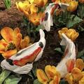 Koi Fish Decor Garden Garden Koi Fish Sculptures Ceramic with Stake Koi Fish Garden Sculptures Fish Statue Decor for Outdoor Garden Lawn Pond Patio Decor Ornament