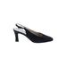 Galo Heels: Pumps Chunky Heel Classic Black Print Shoes - Women's Size 38.5 - Almond Toe