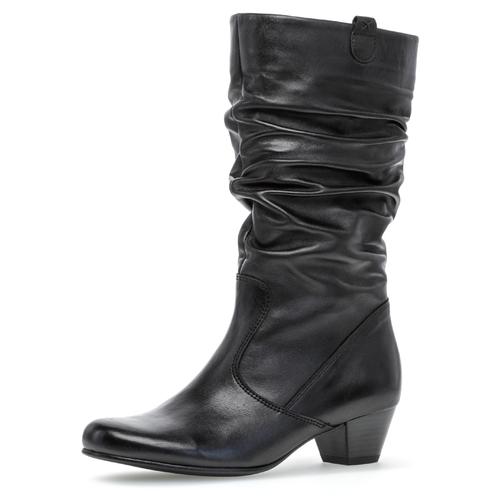 Stiefel GABOR Gr. 38,5, Normalschaft, schwarz Damen Schuhe mit Raffungen am slouchy Schaft