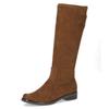 Schlupfstiefel CAPRICE, Damen, Gr. 42, XS-Schaft, braun (brandy), Textil, klassisch, Schuhe, Blockabsatz, Langschaftstiefel in klassischer Linie, XS Schaft