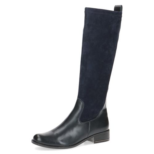 Stiefel CAPRICE Gr. 38, XS-Schaft, blau (dunkelblau) Damen Schuhe mit Stretch-XS-Schaft, bequeme Weite