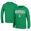 Men's Champion Kelly Green Marshall Thundering Herd Stacked Logo Volleyball Jersey Long Sleeve T-Shirt