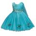 PRINxy Kids Girls Dress Toddler Girls Net Yarn Embroidery Flowers Mesh Birthday Party Gown Long Dresses Blue 2-3Years