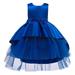 PRINxy Kids Girls Dress Toddler Girls Net Yarn Embroidery Rhinestone Bowknot Birthday Party Gown Long Dresses Blue 18-24Months