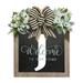 Fdelink Decorative Plaque 2023 New Last Name Year Round Front Door Wreath Front Door 26 Letter Farmhouse Wreath with Wreath Bow Spring Wreaths for Front Door Outside Hanger Decor