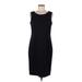 Kasper Casual Dress - Sheath Scoop Neck Sleeveless: Black Solid Dresses - Women's Size 8