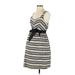 Motherhood Casual Dress - A-Line: Ivory Stripes Dresses - Women's Size Small Maternity