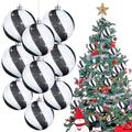 Liliful 12 Pieces 3.15 Inches Christmas Balls Ornaments Glitter Christmas Tree Decorations Plastic Painted Christmas Baubles Ornaments for Xmas Swirl Hanging Ornaments Decor (White and Black)