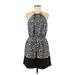 Express Casual Dress - Mini High Neck Sleeveless: Black Leopard Print Dresses - Women's Size Medium