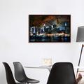 iCanvas New York City, New York Nebula Skyline - Graphic Art Print Canvas, Wood in Black/Brown | 18" H x 26" W x 1.5" D | Wayfair