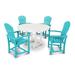 POLYWOOD® Palm Coast 5-Piece Round Farmhouse Outdoor Dining Set Plastic in White | Wayfair PWS240-1-10023