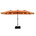 Latitude Run® Hoskie 181" x 106" Outdoor Double-Sided Rectangular LED Light Market Umbrella w/ Base & Cover Metal in Orange | Wayfair