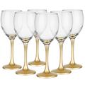 Glasmark Krosno Wine Glass 0.3 L Red Wine Glasses Set of 6 Glasses for Red Wine White Wine Red Wine Glass Red Wine Glasses White Wine Glasses Wine Goblet Glass Dishwasher Safe Transparent Gold 6 x 300