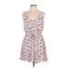 Trixxi Casual Dress - Mini V Neck Sleeveless: Pink Floral Dresses - Women's Size Large