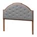 Madeline Classic and Traditional Grey Fabric and Walnut Brown Finished Wood Headboard