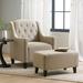 Tufted Light Beige Fabric Chair and Ottoman