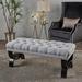 Contemporary Tufted Ottoman Bench with Tonal Piping Light Gray