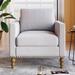 Classic Armchair Linen Padded Seat Accent Chair with Bronze Nailhead Trim and Wooden Legs for Living Room, Bedroom