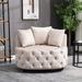 Velvet Upholstered Accent Barrel Chair for Living Room Leisure Sofa Chair with Tufted Button Design and Including 3 Pillows