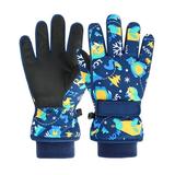 Lisingtool Fingerless Gloves Children Cartoon Print Winter Ski Gloves Thermal Gloves Thermal Cycling Gloves Kids Windproof Gloves Winter Gloves Navy