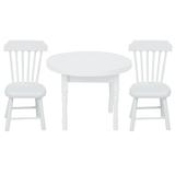 1:12 Doll House Round Dining Table Chairs Set Dining Room Set Miniature Wooden Furniture For Dollhouse Decor Perfect Accessories For Doll House [White round dining table and chair]