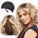 Jaycosin Wig Women S Medium And Long Curly Hair Medium Pear Flower Perm Short Hair Fashion Golden Dyed Wig Hair Set