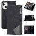 Elepower for iPhone 15 Plus (6.7 2023) Case PU Leather Anti-shock TPU Shell Card Slots Zipper Purse Flip Stand Wrist Strap Slim Business Full Body Protective Cover Black